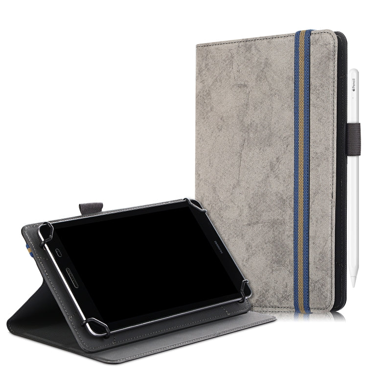 For 7-8 inch Marble Cloth Texture Horizontal Flip Universal Tablet PC Leather Case with Pen Slot & Holder(Grey) - 8 inch by PMC TechLife | Online Shopping South Africa | PMC TechLife | Buy Now Pay Later Mobicred