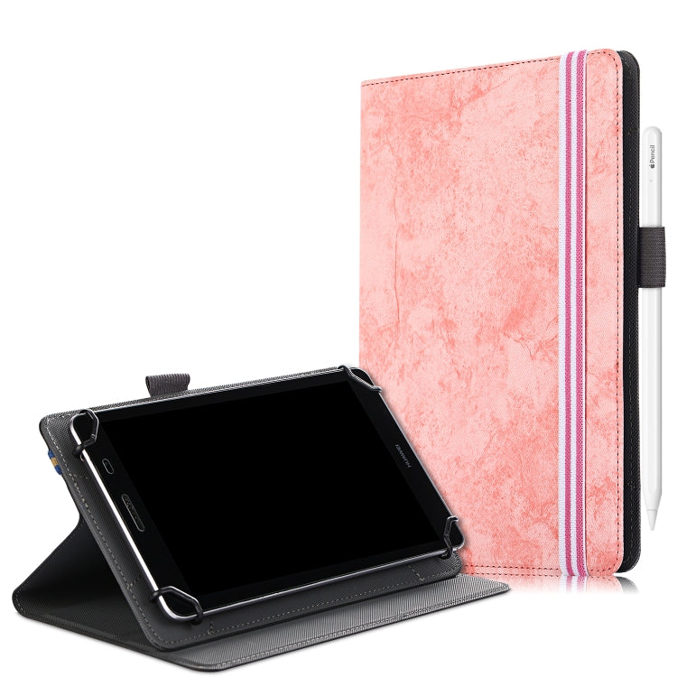 For 7-8 inch Marble Cloth Texture Horizontal Flip Universal Tablet PC Leather Case with Pen Slot & Holder(Pink) - 8 inch by PMC TechLife | Online Shopping South Africa | PMC TechLife | Buy Now Pay Later Mobicred