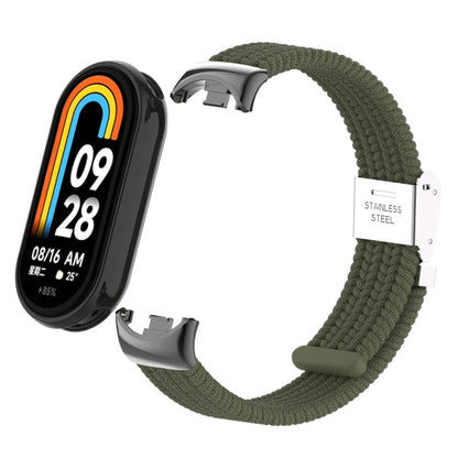 For Xiaomi Mi Band 8 / 8 NFC Metal Head + Nylon Braided Steel Buckle Watch Band(Dark Green) - Watch Bands by PMC Jewellery | Online Shopping South Africa | PMC Jewellery