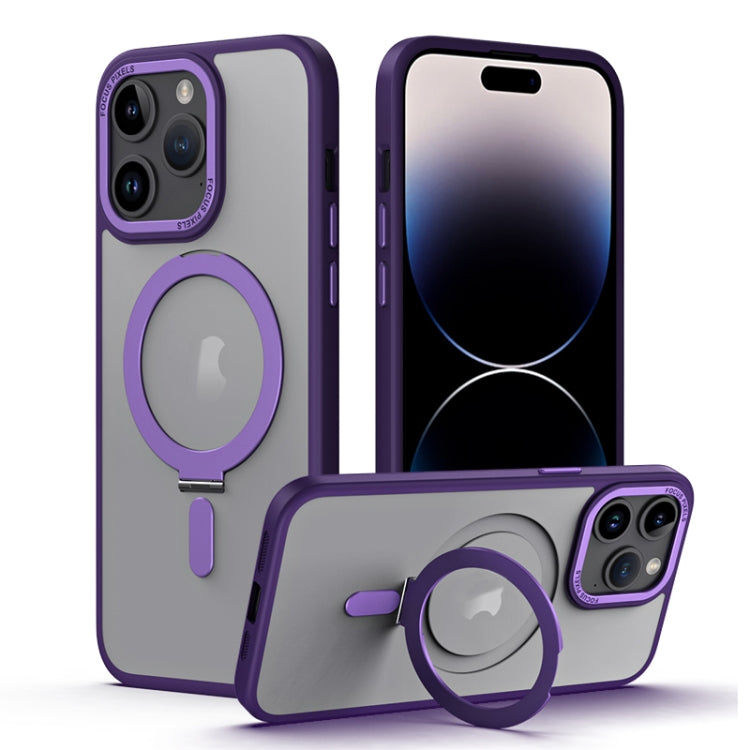 For iPhone 15 Pro Skin Feel MagSafe Shockproof Phone Case with Holder(Light Blue) - iPhone 15 Pro Cases by PMC TechLife | Online Shopping South Africa | PMC TechLife