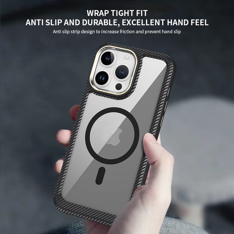 For iPhone 13 MagSafe Carbon Fiber Transparent Back Panel Phone Case(Green) - iPhone 13 Cases by PMC TechLife | Online Shopping South Africa | PMC TechLife