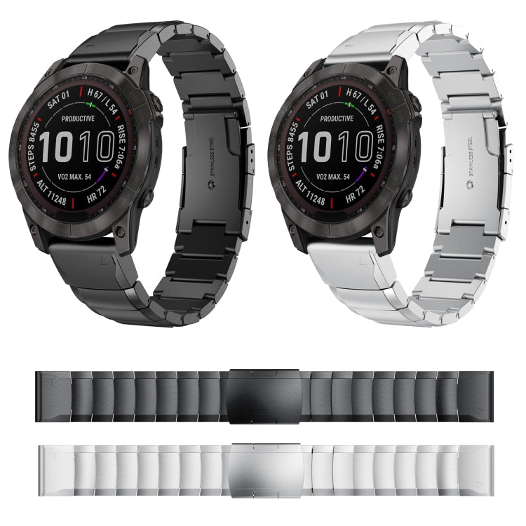 For Garmin Epix Pro 51mm Tortoise Shell Stainless Steel Watch Band(Black) - Watch Bands by PMC TechLife | Online Shopping South Africa | PMC TechLife