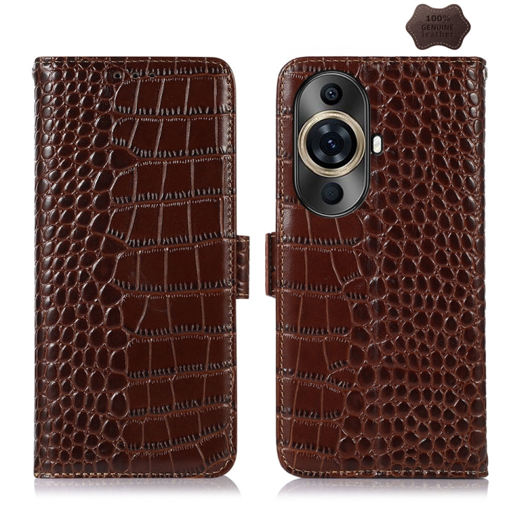 For Huawei Nova 11 Pro / 11 Ultra Crocodile Top Layer Cowhide Leather Phone Case(Brown) - Huawei Cases by PMC TechLife | Online Shopping South Africa | PMC TechLife | Buy Now Pay Later Mobicred