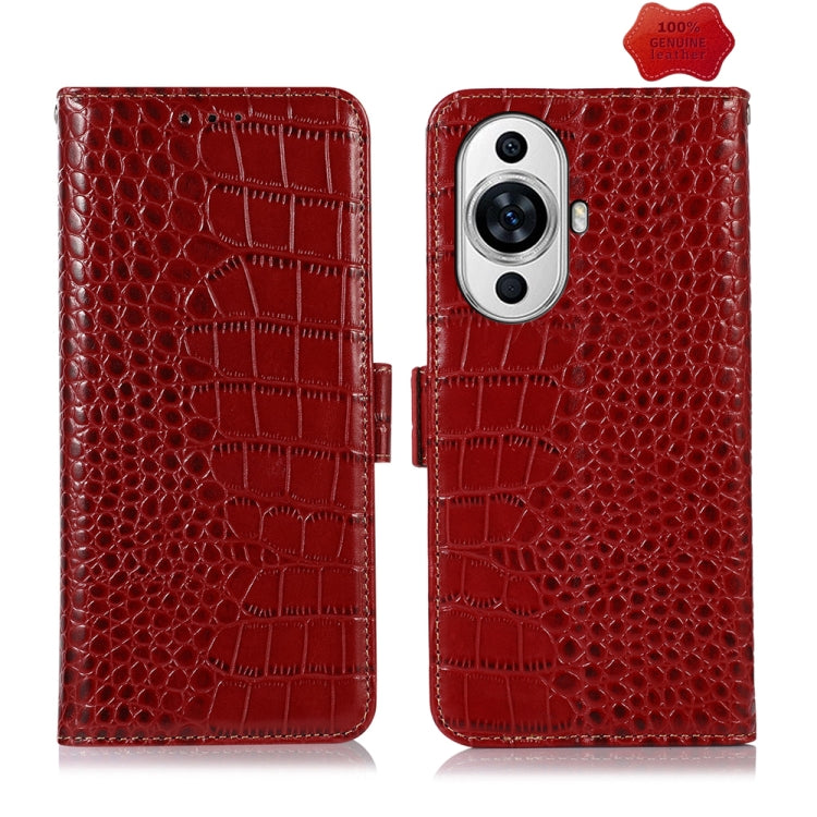 For Huawei Nova 11 Crocodile Top Layer Cowhide Leather Phone Case(Red) - Huawei Cases by PMC TechLife | Online Shopping South Africa | PMC TechLife | Buy Now Pay Later Mobicred