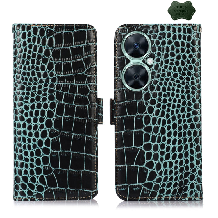 For Huawei Nova 11i / Enjoy 60 Pro /  Crocodile Top Layer Cowhide Leather Phone Case(Green) - Huawei Cases by PMC TechLife | Online Shopping South Africa | PMC TechLife | Buy Now Pay Later Mobicred
