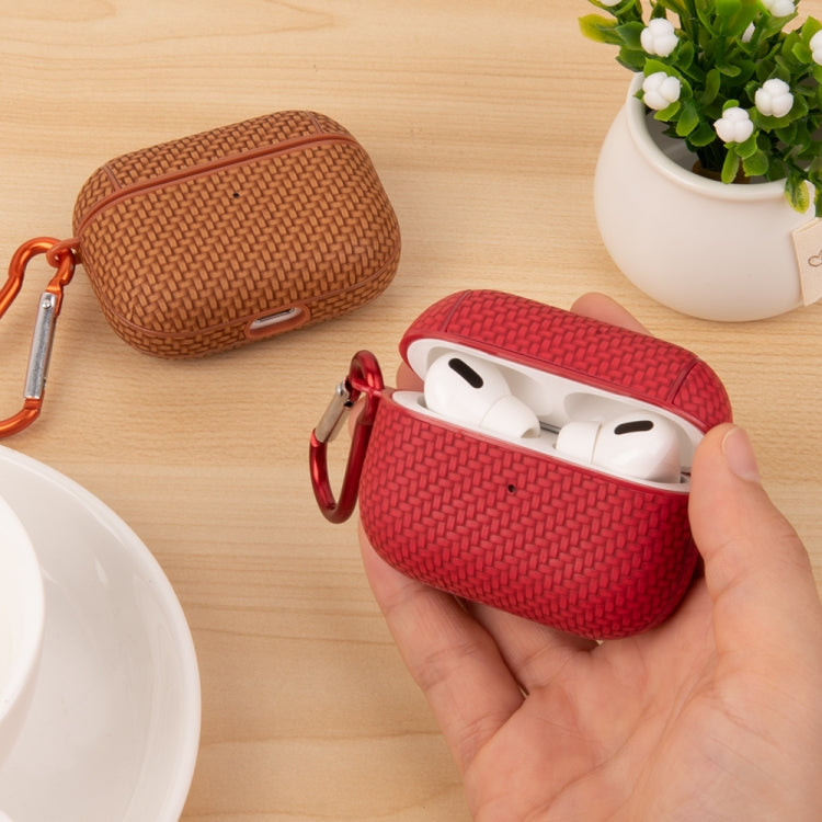 For AirPods Pro Woven Skin Texture PC TWS Earphone Protective Case(Blue) - For AirPods Pro by PMC Jewellery | Online Shopping South Africa | PMC Jewellery | Buy Now Pay Later Mobicred