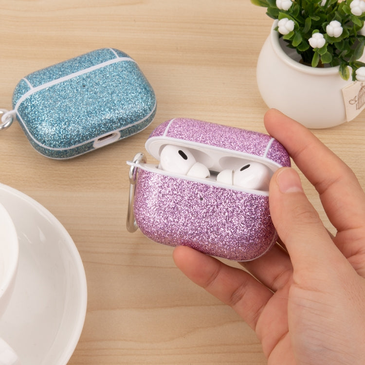 For AirPods Pro Glitter Powder Skin Texture PC TWS Earphone Case(Blue) - For AirPods Pro by PMC Jewellery | Online Shopping South Africa | PMC Jewellery | Buy Now Pay Later Mobicred