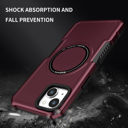 For iPhone 15 Plus MagSafe Shockproof Armor Phone Case(Wine Red) - iPhone 15 Plus Cases by PMC Jewellery | Online Shopping South Africa | PMC Jewellery