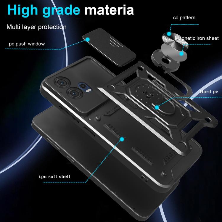 For Motorola Edge 30 Fusion Sliding Camera Cover Design TPU+PC Phone Case(Black) - free shipping - PMC TechLife - Order now!