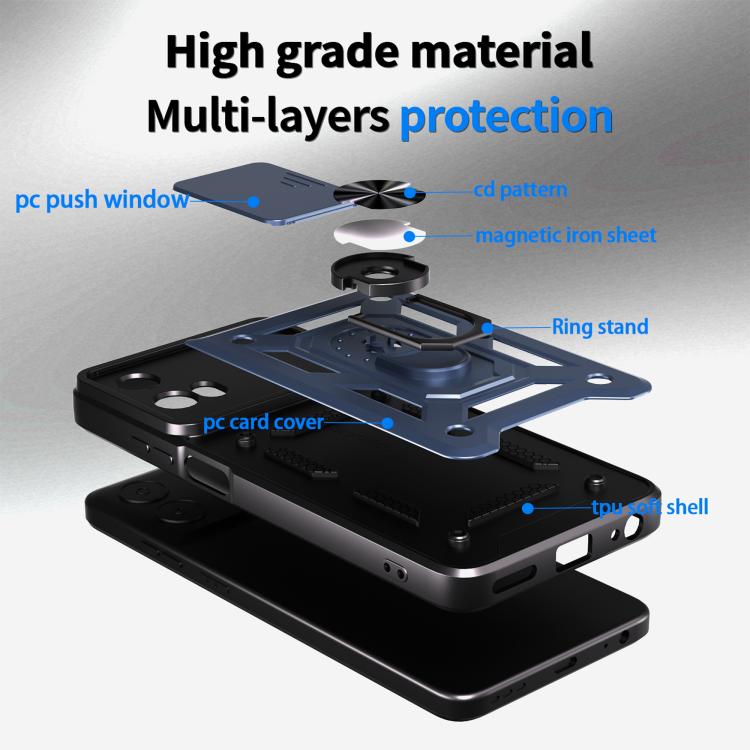 For Motorola Moto G 5G 2024 Sliding Camera Cover Design TPU+PC Phone Case(Blue) - free shipping - PMC TechLife - Order now!