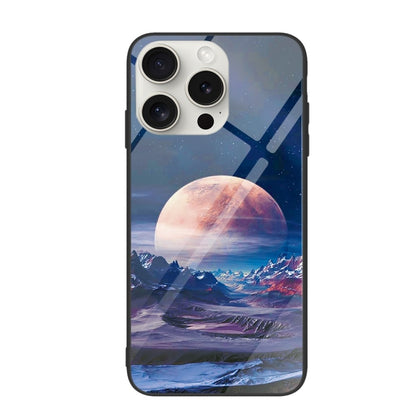 For iPhone 16 Pro Max Colorful Painted Glass Phone Case(Moon Hill) - iPhone 16 Pro Max Cases by PMC Jewellery | Online Shopping South Africa | PMC Jewellery | Buy Now Pay Later Mobicred