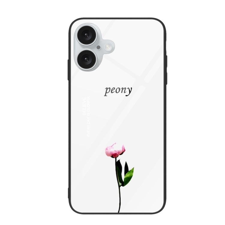 For iPhone 16 Plus Colorful Painted Glass Phone Case(A Flower) - iPhone 16 Plus Cases by PMC TechLife | Online Shopping South Africa | PMC TechLife | Buy Now Pay Later Mobicred