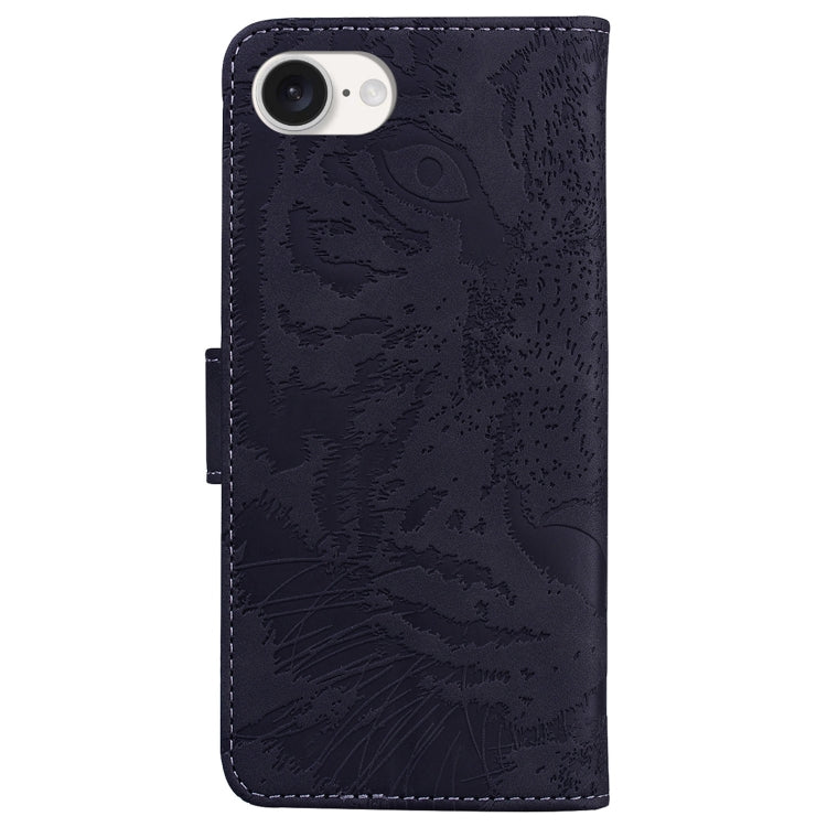 For iPhone 16e Tiger Embossing Pattern Leather Phone Case(Black) - iPhone 16e Cases by PMC TechLife | Online Shopping South Africa | PMC TechLife | Buy Now Pay Later Mobicred