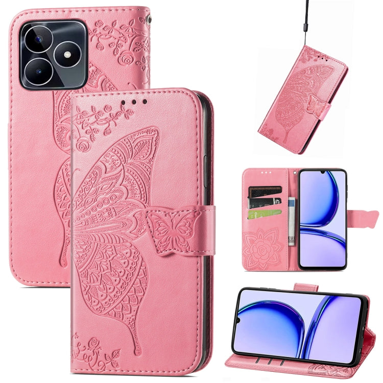 For Realme C53 Butterfly Love Flower Embossed Leather Phone Case(Pink) - Realme Cases by PMC TechLife | Online Shopping South Africa | PMC TechLife | Buy Now Pay Later Mobicred