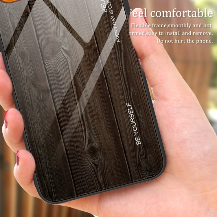 For iPhone 16 Plus Wood Grain Glass Phone Case(Yellow) - iPhone 16 Plus Cases by PMC TechLife | Online Shopping South Africa | PMC TechLife | Buy Now Pay Later Mobicred