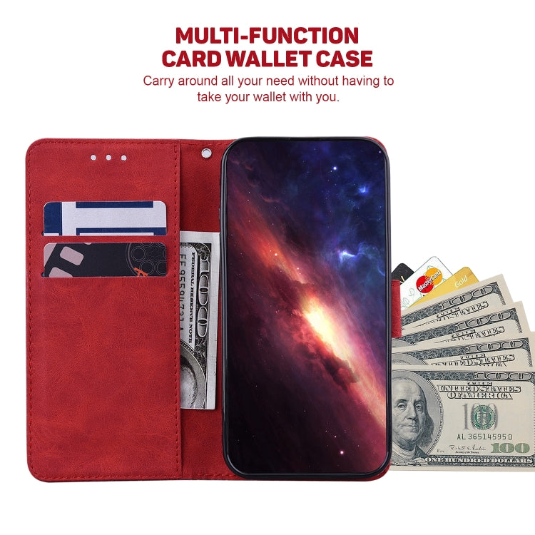 For iPhone 16e Geometric Embossed Leather Phone Case(Red) - iPhone 16e Cases by PMC TechLife | Online Shopping South Africa | PMC TechLife | Buy Now Pay Later Mobicred