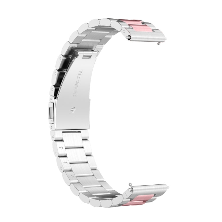 For Huawei Watch 4 / 4 Pro Three Bead Stainless Steel Watch Band(Silver Pink) - Watch Bands by PMC TechLife | Online Shopping South Africa | PMC TechLife