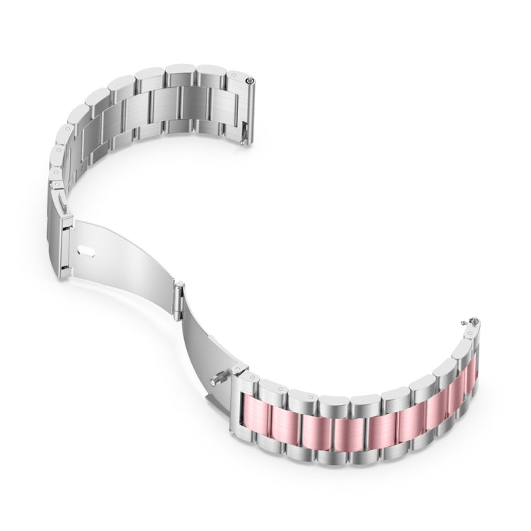 For Huawei Watch 4 / 4 Pro Three Bead Stainless Steel Watch Band(Silver Pink) - Watch Bands by PMC TechLife | Online Shopping South Africa | PMC TechLife