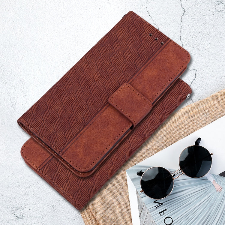 For Motorola Moto G Play 4G 2024 Geometric Embossed Leather Phone Case(Brown) - free shipping - PMC Jewellery - Order now!