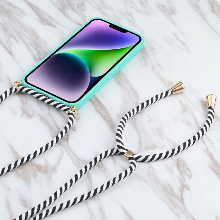For iPhone 16 Pro Wheat Straw TPU Shockproof Phone Case with Neck Lanyard(Green) - iPhone 16 Pro Cases by PMC TechLife | Online Shopping South Africa | PMC TechLife | Buy Now Pay Later Mobicred