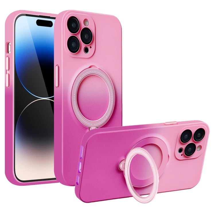 For iPhone 14 Pro Max Gradient TPU MagSafe Holder Phone Case(Pink Red) - free shipping - PMC TechLife - Order now!