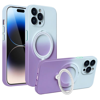 For iPhone 14 Pro Max MagSafe Holder Gradient TPU Phone Case(Gray Purple) - iPhone 14 Pro Max Cases by PMC Jewellery | Online Shopping South Africa | PMC Jewellery