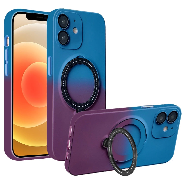 For iPhone 12 MagSafe Holder Gradient TPU Phone Case(Blue Purple) - iPhone 12 / 12 Pro Cases by PMC Jewellery | Online Shopping South Africa | PMC Jewellery