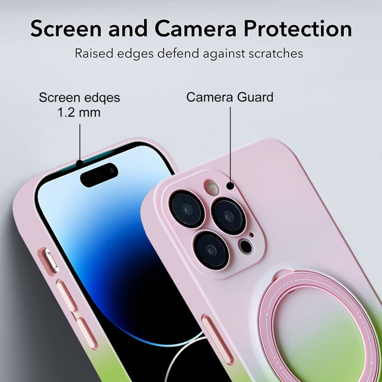 For iPhone 14 Pro Max Gradient TPU MagSafe Holder Phone Case(Pink Red) - free shipping - PMC TechLife - Order now!