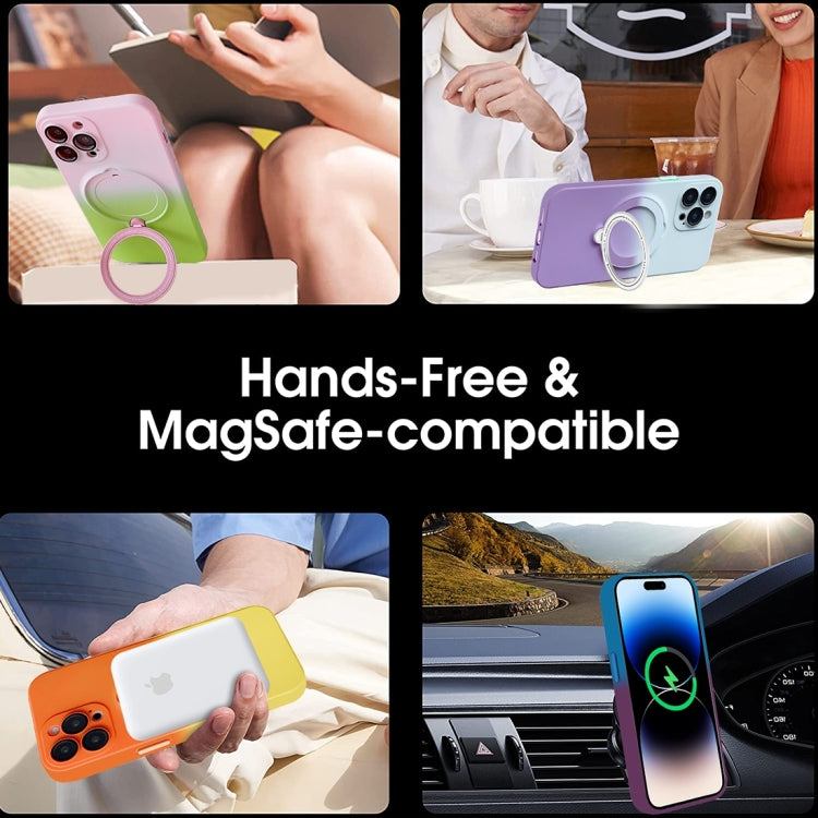 For iPhone 12 Pro Max MagSafe Holder Gradient TPU Phone Case(Pink Green) - iPhone 12 Pro Max Cases by PMC TechLife | Online Shopping South Africa | PMC TechLife