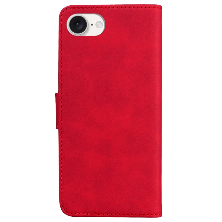 For iPhone 16e Skin Feel Pure Color Flip Leather Phone Case(Red) - iPhone 16e Cases by PMC TechLife | Online Shopping South Africa | PMC TechLife | Buy Now Pay Later Mobicred