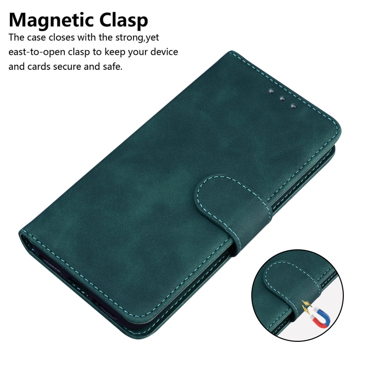 For iPhone 16e Skin Feel Pure Color Flip Leather Phone Case(Green) - iPhone 16e Cases by PMC TechLife | Online Shopping South Africa | PMC TechLife | Buy Now Pay Later Mobicred