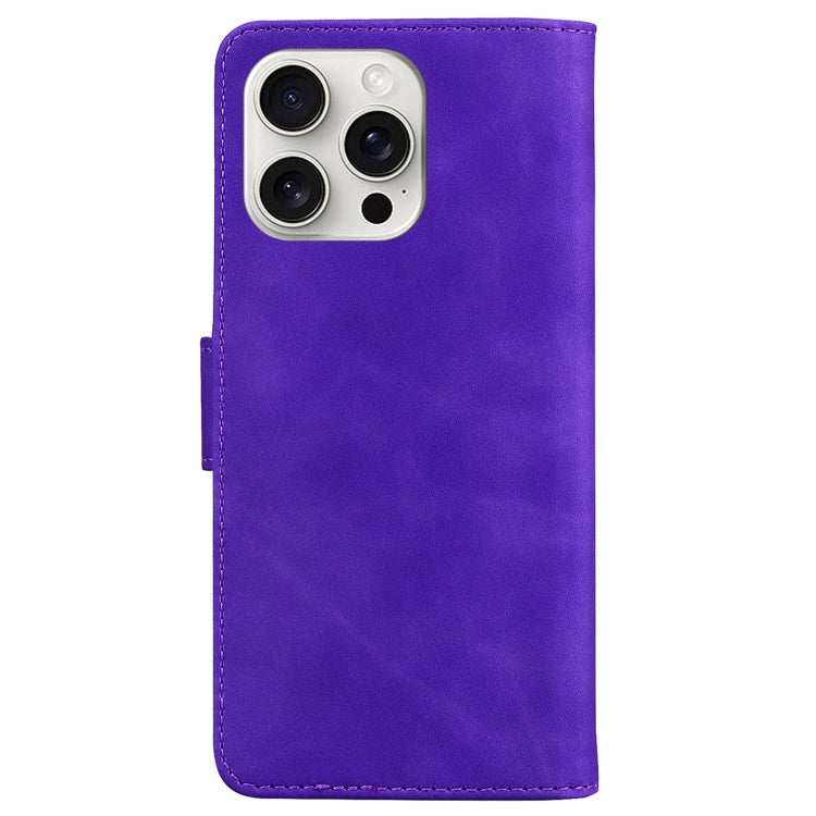 For iPhone 16 Pro Skin Feel Pure Color Flip Leather Phone Case(Purple) - iPhone 16 Pro Cases by PMC TechLife | Online Shopping South Africa | PMC TechLife | Buy Now Pay Later Mobicred