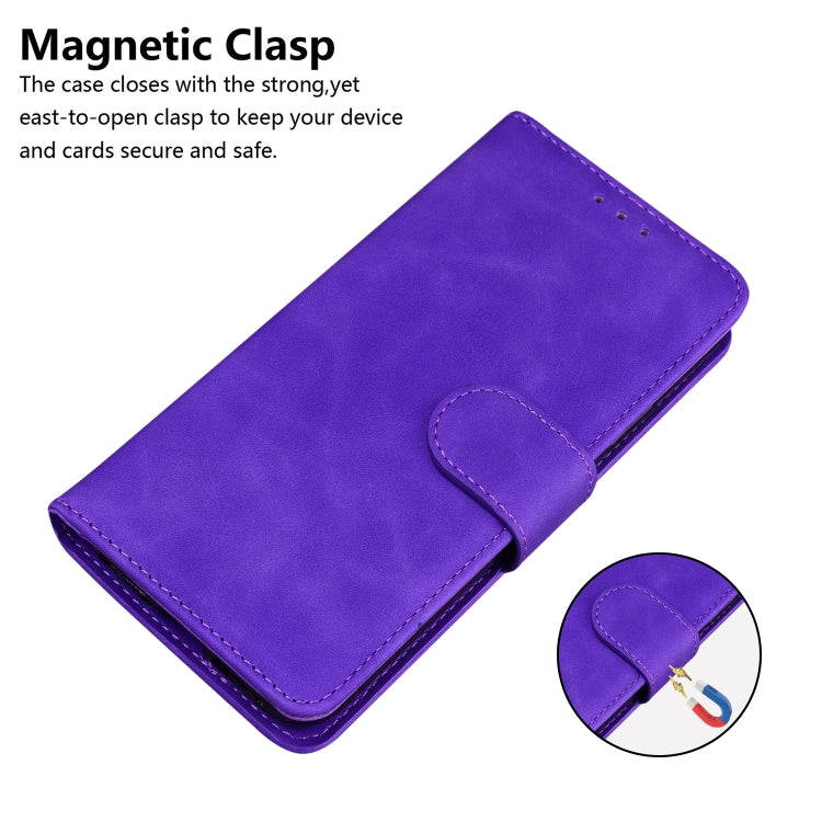 For iPhone 16 Pro Skin Feel Pure Color Flip Leather Phone Case(Purple) - iPhone 16 Pro Cases by PMC TechLife | Online Shopping South Africa | PMC TechLife | Buy Now Pay Later Mobicred