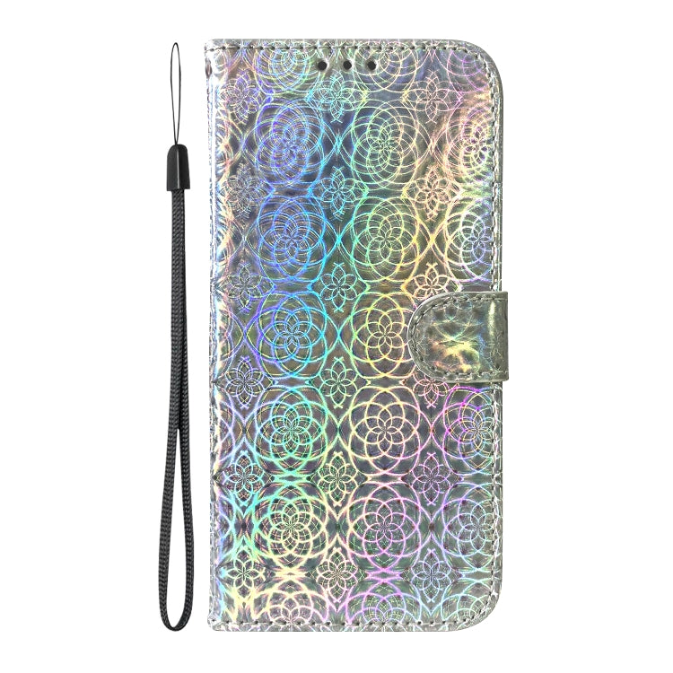 For iPhone 16e Colorful Magnetic Buckle Leather Phone Case(Silver) - iPhone 16e Cases by PMC TechLife | Online Shopping South Africa | PMC TechLife | Buy Now Pay Later Mobicred