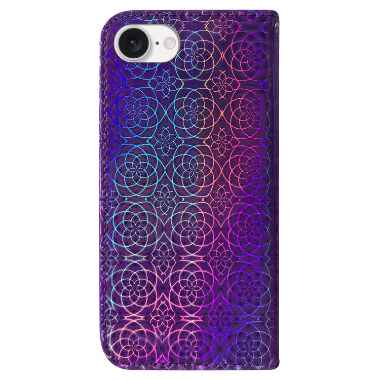 For iPhone 16e Colorful Magnetic Buckle Leather Phone Case(Purple) - iPhone 16e Cases by PMC TechLife | Online Shopping South Africa | PMC TechLife | Buy Now Pay Later Mobicred