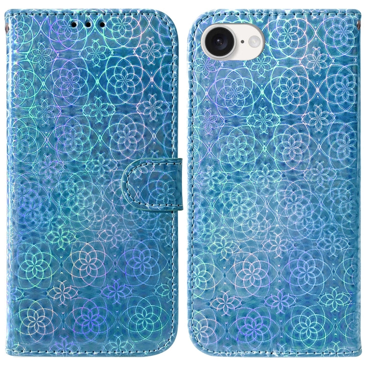 For iPhone 16e Colorful Magnetic Buckle Leather Phone Case(Blue) - iPhone 16e Cases by PMC TechLife | Online Shopping South Africa | PMC TechLife | Buy Now Pay Later Mobicred