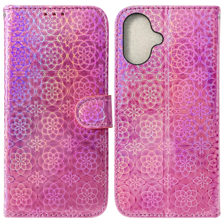 For iPhone 16 Colorful Magnetic Buckle Leather Phone Case(Pink) - iPhone 16 Cases by PMC TechLife | Online Shopping South Africa | PMC TechLife | Buy Now Pay Later Mobicred
