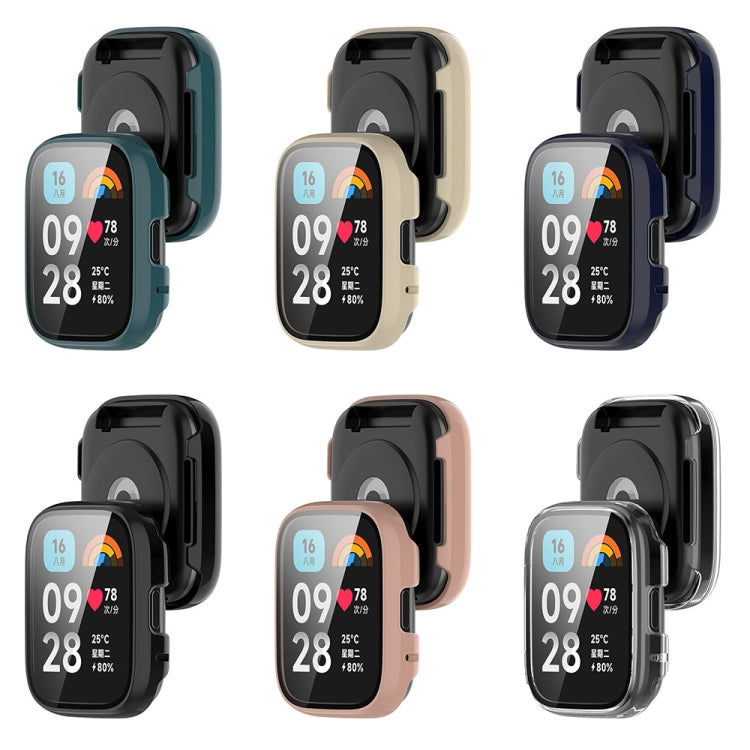 For Redmi Watch 3 Lite PC + Tempered Film Integrated Watch Protective Case(Pink) - Watch Cases by PMC TechLife | Online Shopping South Africa | PMC TechLife | Buy Now Pay Later Mobicred