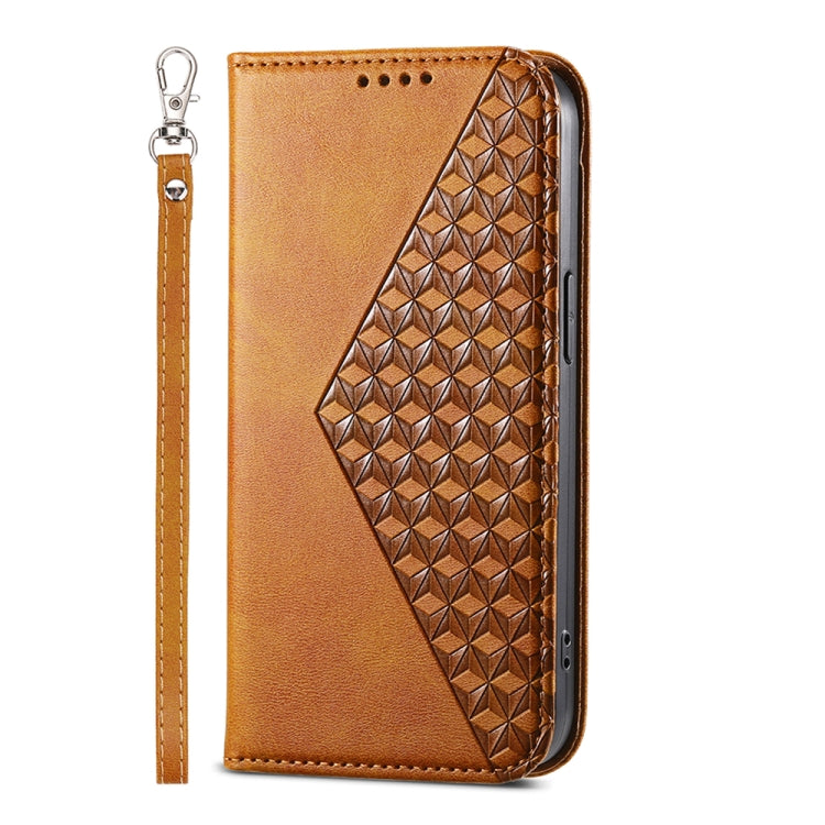For Xiaomi Redmi Note 13 Pro+ Cubic Grid Calf Texture Magnetic Leather Phone Case(Yellow) - free shipping - PMC TechLife - Order now!