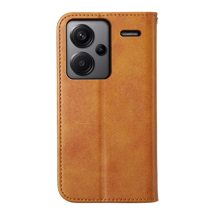 For Xiaomi Redmi Note 13 Pro+ Cubic Grid Calf Texture Magnetic Leather Phone Case(Yellow) - free shipping - PMC TechLife - Order now!