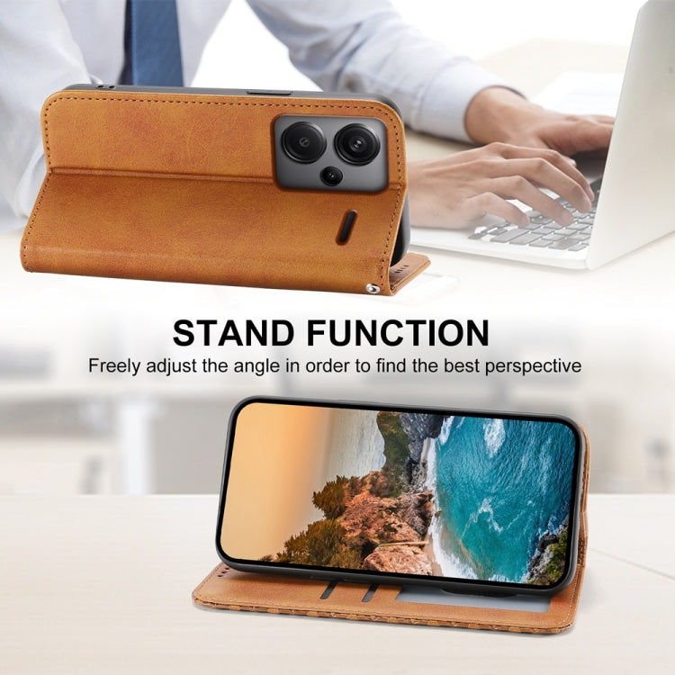 For Xiaomi Redmi Note 13 Pro+ Cubic Grid Calf Texture Magnetic Leather Phone Case(Yellow) - free shipping - PMC TechLife - Order now!