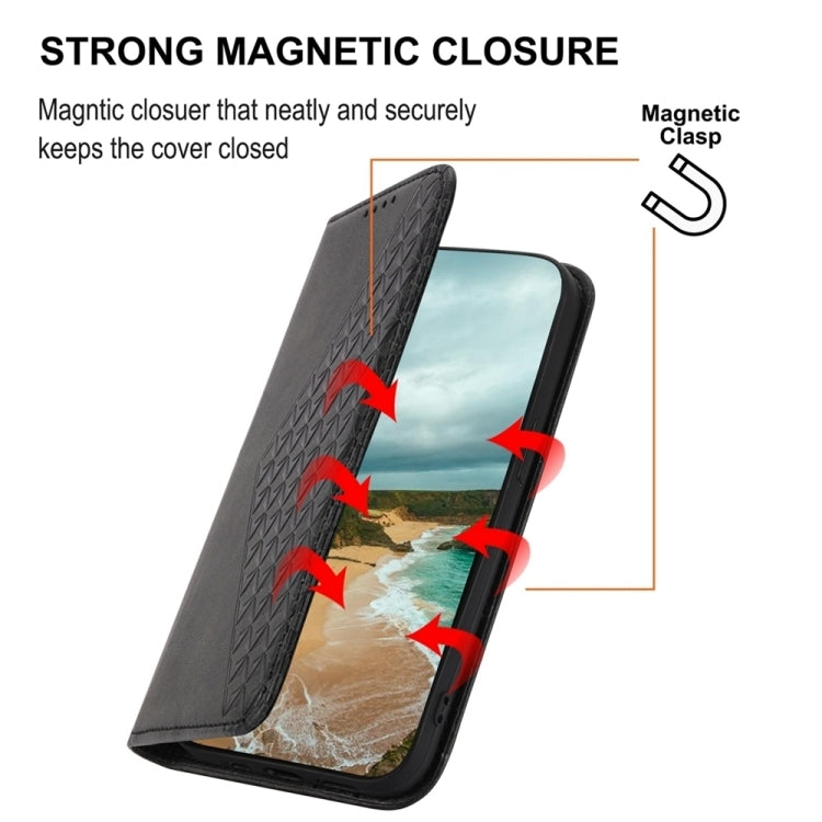 For Xiaomi Redmi A3 Cubic Grid Calf Texture Magnetic Leather Phone Case(Black) - Xiaomi Cases by PMC TechLife | Online Shopping South Africa | PMC TechLife | Buy Now Pay Later Mobicred
