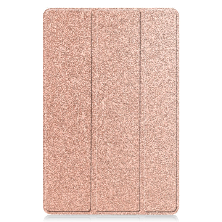 For Samsung Galaxy Tab S9 FE Custer Pure Color 3-Fold Holder Smart Leather Tablet Case(Rose Gold) - Galaxy Tab S9 FE by PMC Jewellery | Online Shopping South Africa | PMC Jewellery | Buy Now Pay Later Mobicred