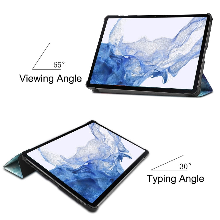 For Samsung Galaxy Tab S9 Custer Painted 3-Fold Holder Smart Leather Tablet Case(Milky Way Nebula) - free shipping - PMC Jewellery - Order now!