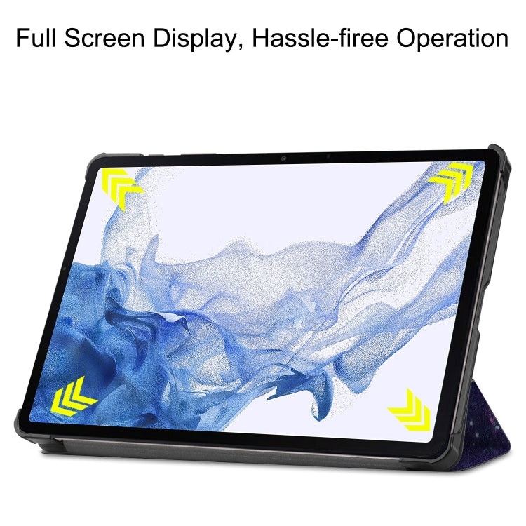 For Samsung Galaxy Tab S9 Custer Painted 3-Fold Holder Smart Leather Tablet Case(Milky Way Nebula) - free shipping - PMC Jewellery - Order now!