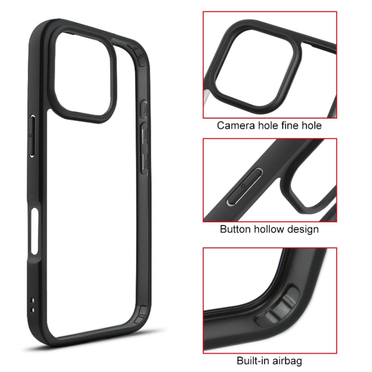 For iPhone 16 Pro Frosted TPU + Transparent PC Phone Case(Black) - iPhone 16 Pro Cases by PMC Jewellery | Online Shopping South Africa | PMC Jewellery | Buy Now Pay Later Mobicred