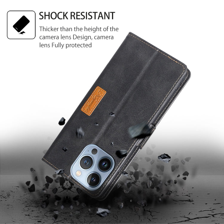 For vivo Y03 4G Contrast Color Side Buckle Leather Phone Case(Black + Grey) - vivo Cases by PMC TechLife | Online Shopping South Africa | PMC TechLife | Buy Now Pay Later Mobicred
