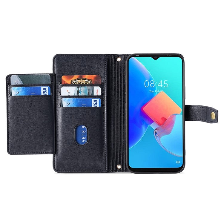 For Huawei Mate 60 Lite Sheep Texture Cross-body Zipper Wallet Leather Phone Case(Black) - Huawei Cases by PMC TechLife | Online Shopping South Africa | PMC TechLife | Buy Now Pay Later Mobicred