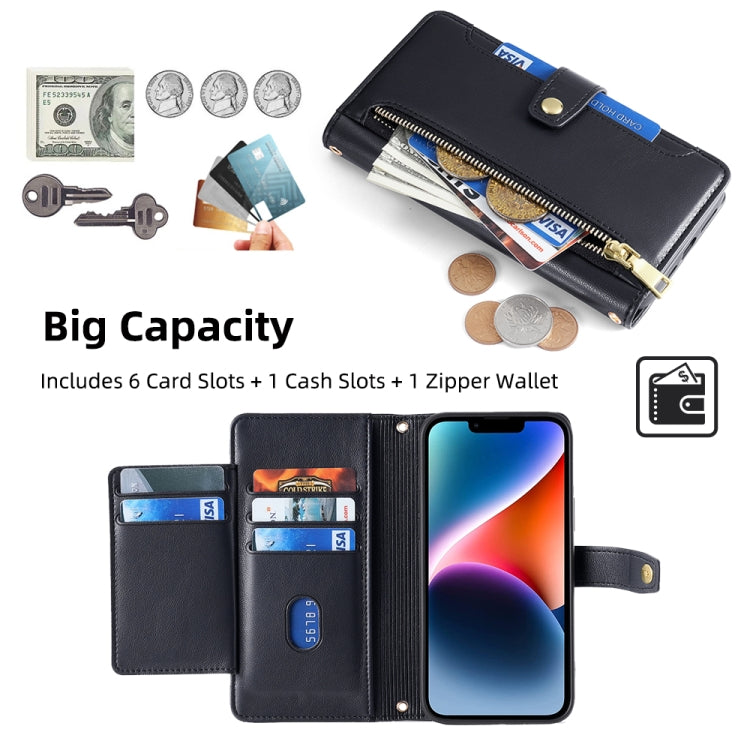 For Honor X8a Sheep Texture Cross-body Zipper Wallet Leather Phone Case(Black) - Honor Cases by PMC TechLife | Online Shopping South Africa | PMC TechLife | Buy Now Pay Later Mobicred