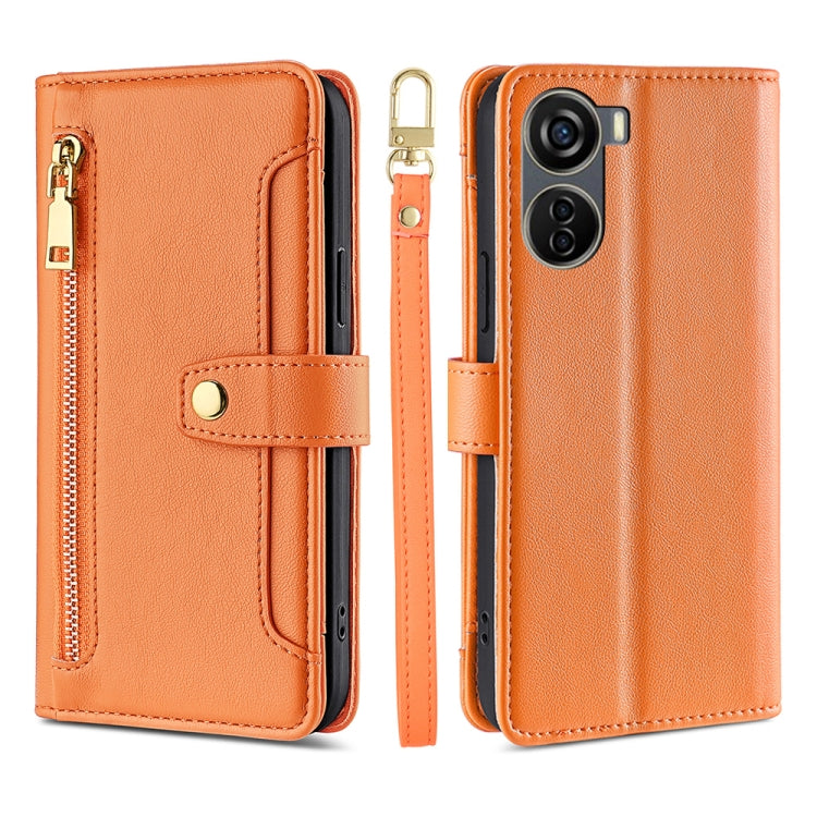 For ZTE Axon 40 Lite Sheep Texture Cross-body Zipper Wallet Leather Phone Case(Orange) - ZTE Cases by PMC TechLife | Online Shopping South Africa | PMC TechLife | Buy Now Pay Later Mobicred